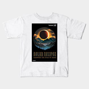 Solar Eclipse Over Mountains 2023 Michael Lentz Kids T-Shirt